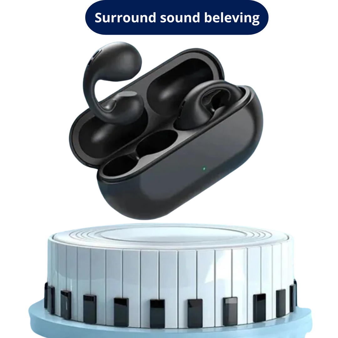 EchoSonic wireless open ear bone conduction headphones. Bluetooth for sports & active use. Unisex design.