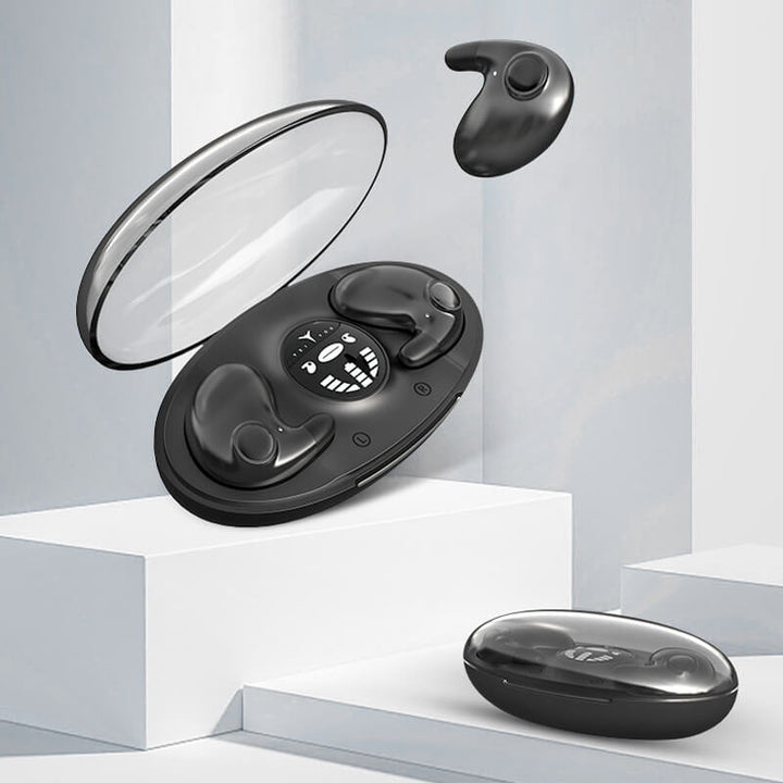 Noise-reduction in-ear headphones, lightweight design, ideal for sleep, travel, or focused work.