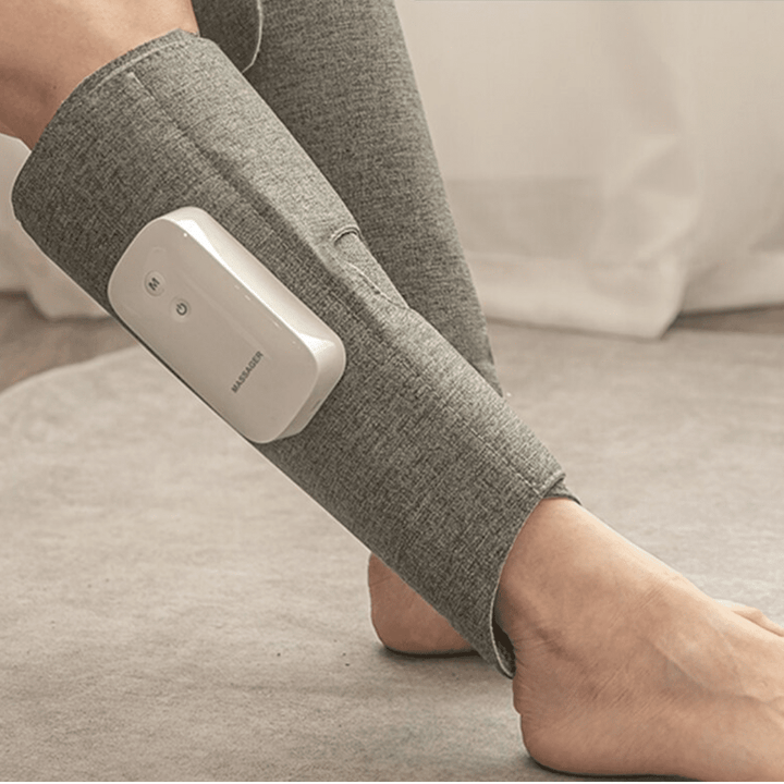 Unisex wireless leg massager with air compression for muscle recovery and pain relief.