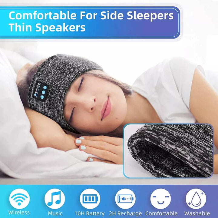 Comfortable wireless sleep headband with integrated Bluetooth headphones, perfect for insomnia relief and relaxation.
