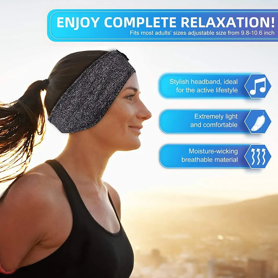 Breathable unisex sports headband with Bluetooth headphones for jogging, workouts, and active lifestyle audio.