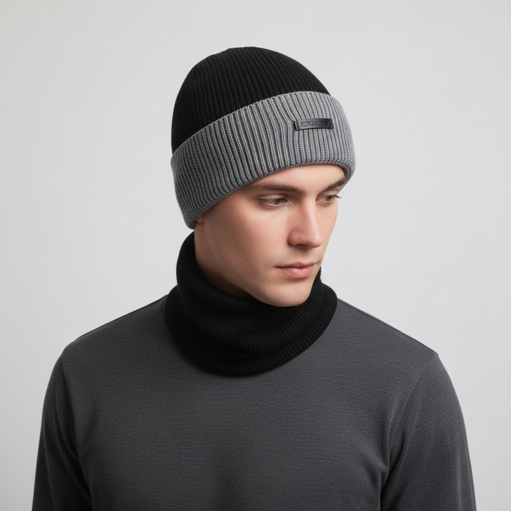 Winter accessory set: Unisex wool blend beanie and scarf bundle, soft and warm