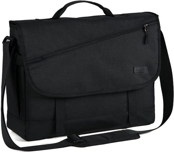 Professional water-resistant laptop messenger bag, perfect for 17-inch laptops. Ideal for work & travel.