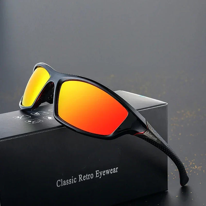 Modern yellow unisex polarized sunglasses, essential eyewear with UV400 protection & clear vision.