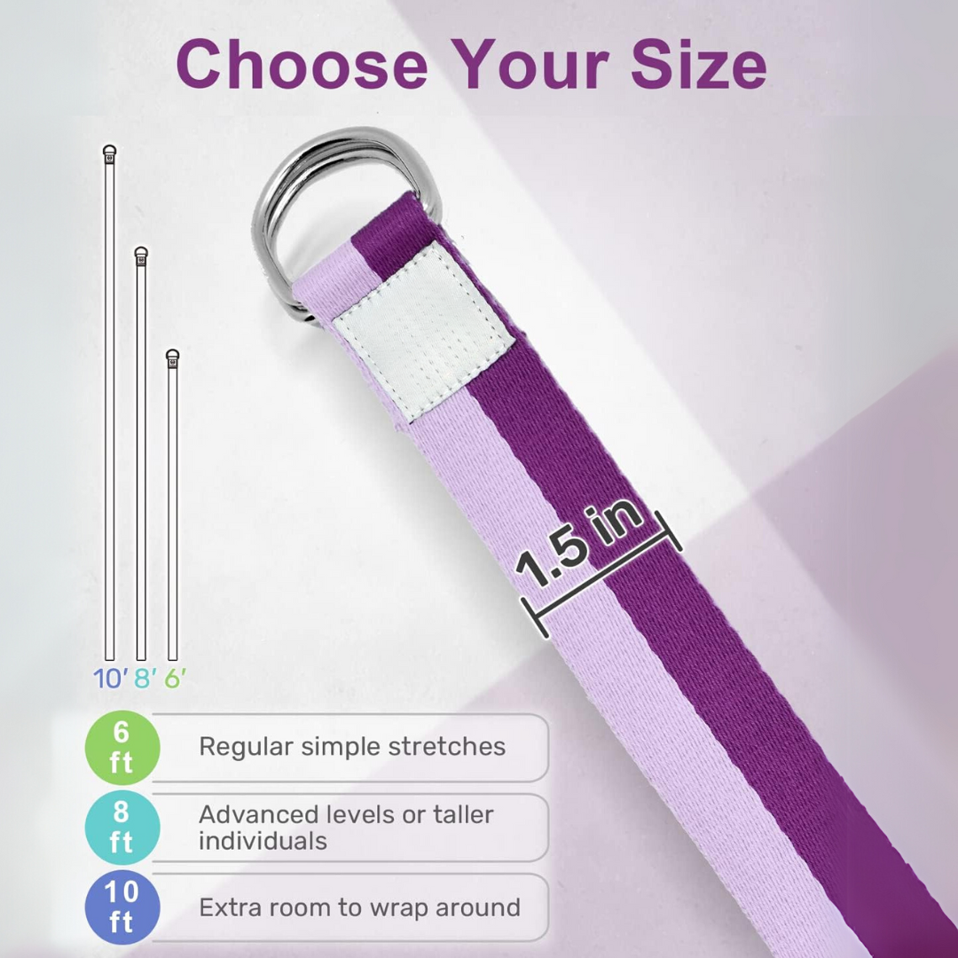 Yoga band for enhanced flexibility, featuring a durable design and adjustable D-ring buckle. Unisex.