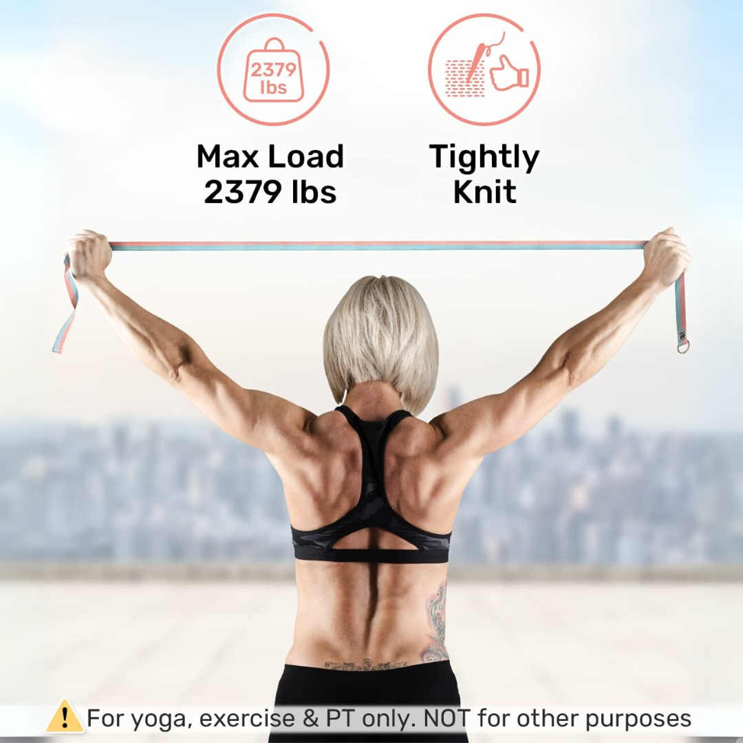 Exercise strap for yoga: Unisex design with adjustable D-ring buckle, perfect for flexibility and stretching.