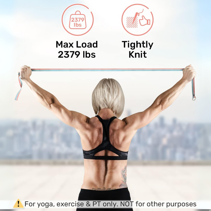 Exercise strap for yoga: Unisex design with adjustable D-ring buckle, perfect for flexibility and stretching.