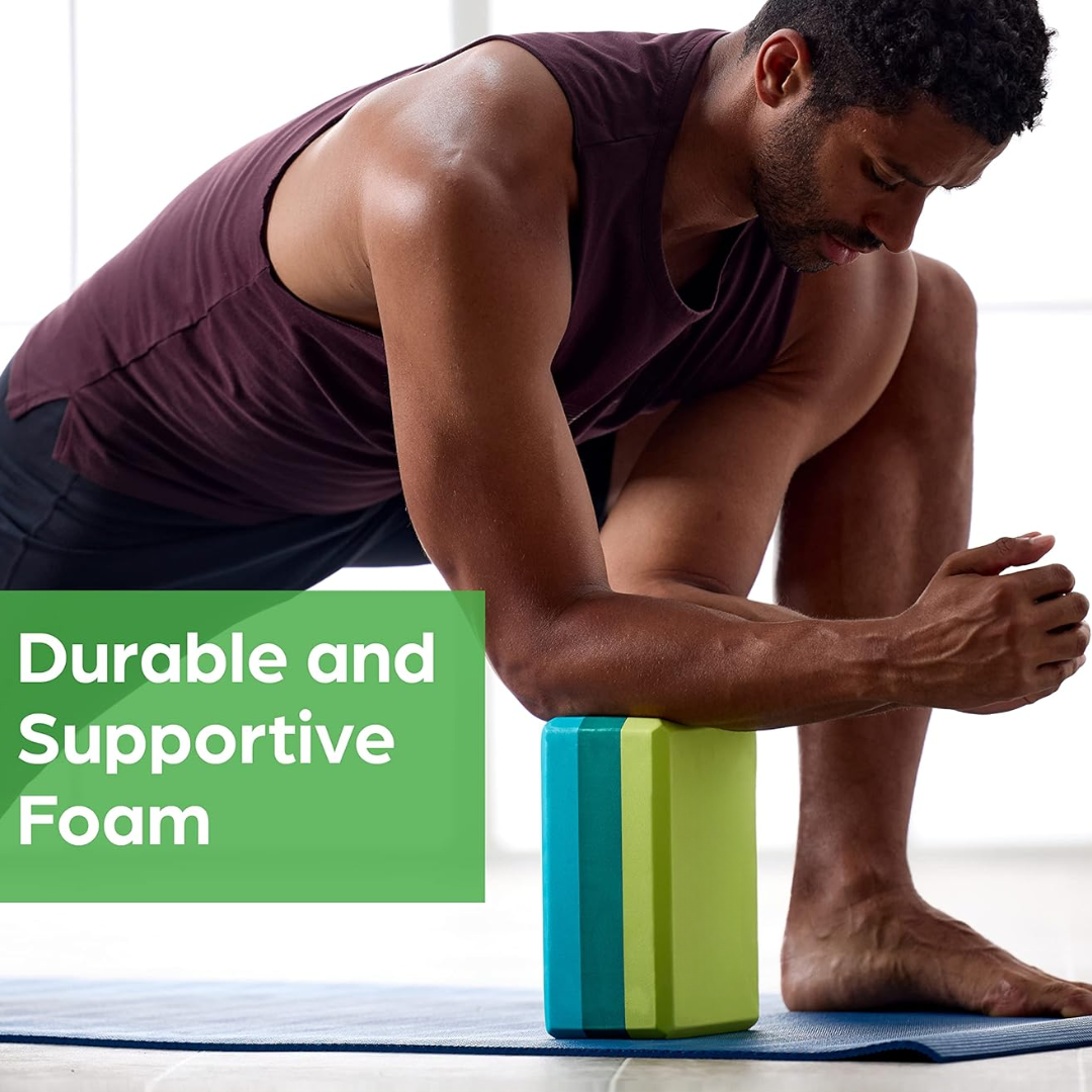 Single non-slip EVA foam yoga block on a clean background, essential for yoga, Pilates, meditation, and support.