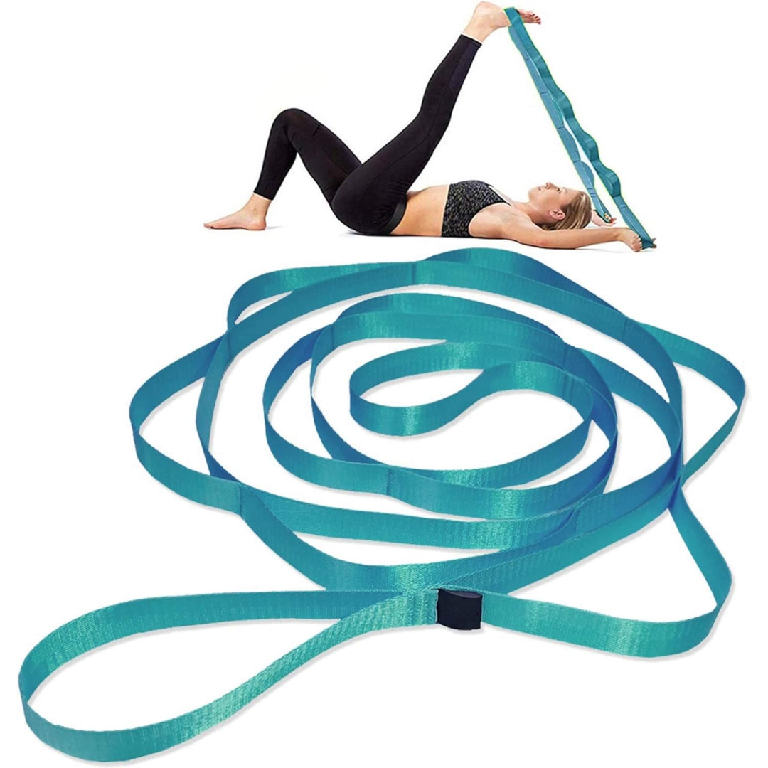 Targeted training stretch band with 12 loops for yoga, pilates, and advanced flexibility & mobility workouts.