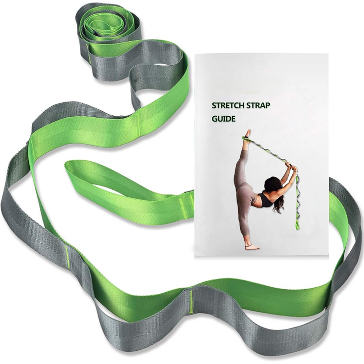 Active lifestyle yoga stretch band with 12 loops for fitness, mobility, core strength, and rehabilitation.