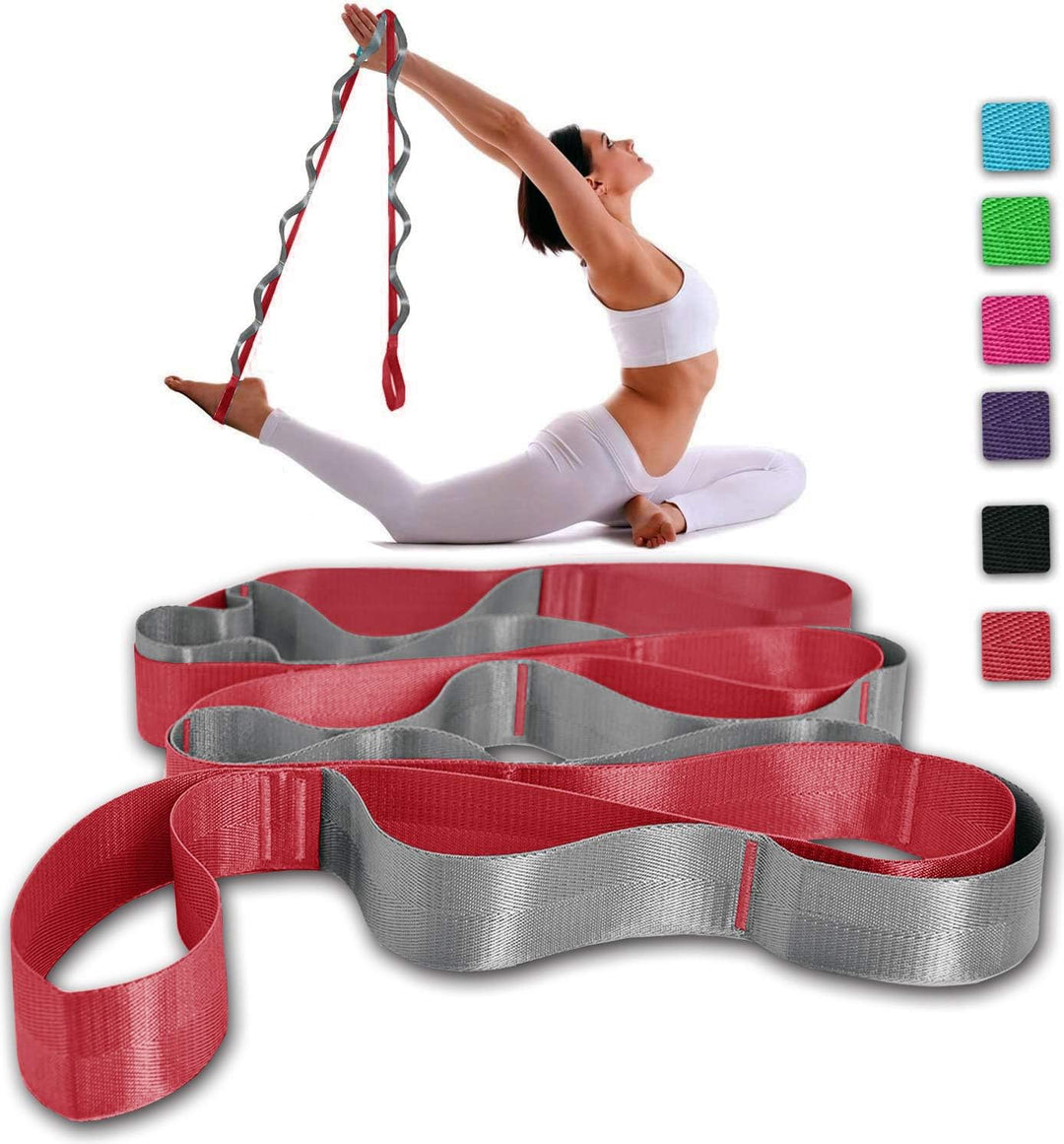 Fitness exercise stretch band for home gym full body training, yoga, pilates, and strength building.