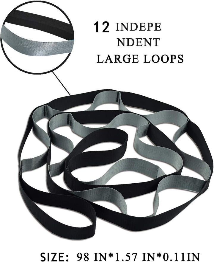 Home gym flexibility band, 12 loops, unisex. Perfect for yoga, pilates, and daily stretching exercises.