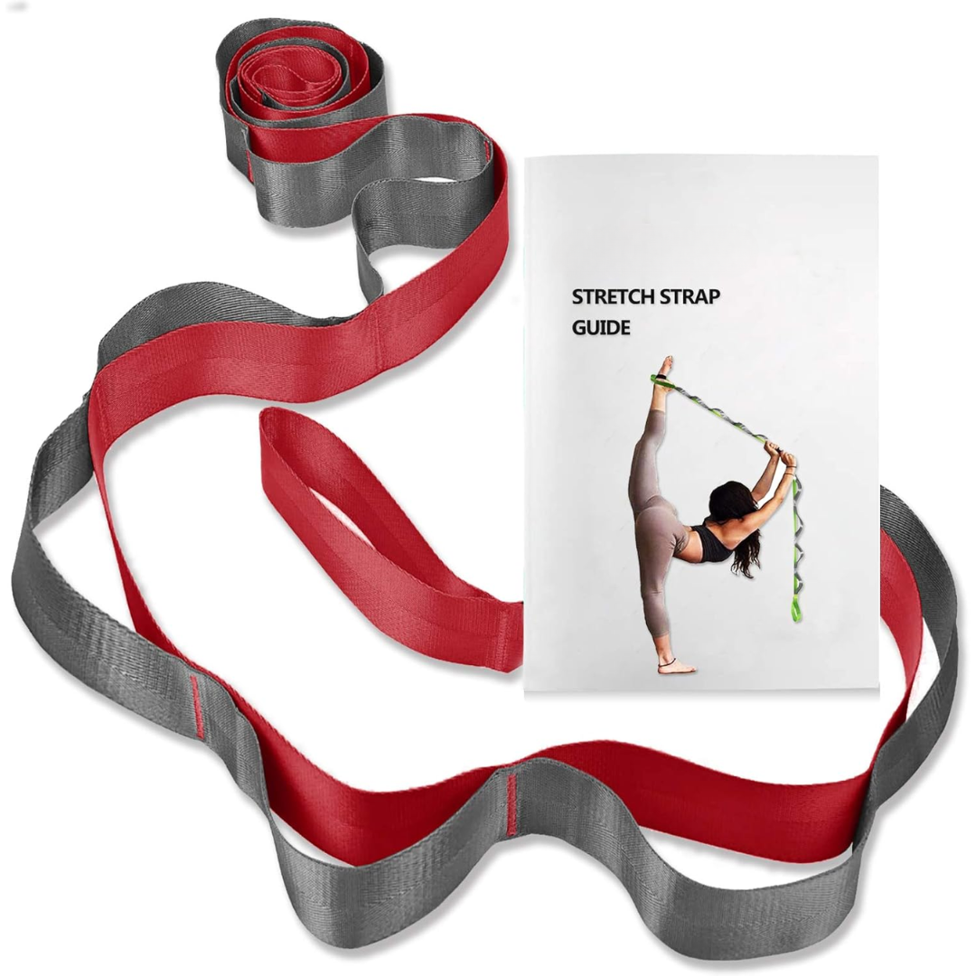 Unisex yoga flexibility stretch band featuring 12 loops for varied resistance during fitness & training.