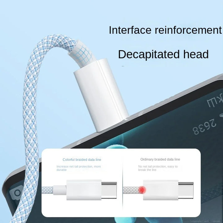Durable braided phone accessory: 3-in-1 100W fast charging cable in black