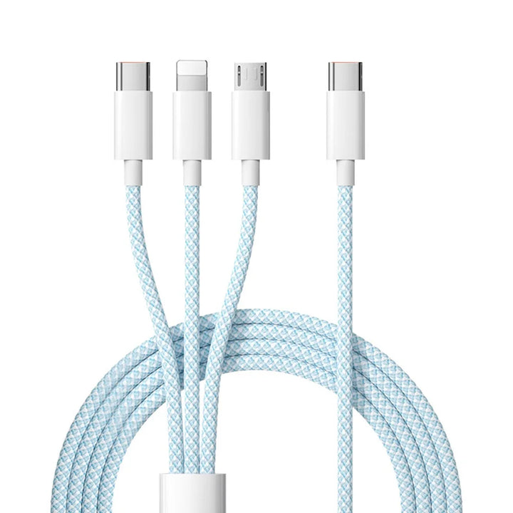 PowerLink fast charger: 3-in-1 100W cable with all three connectors clearly visible