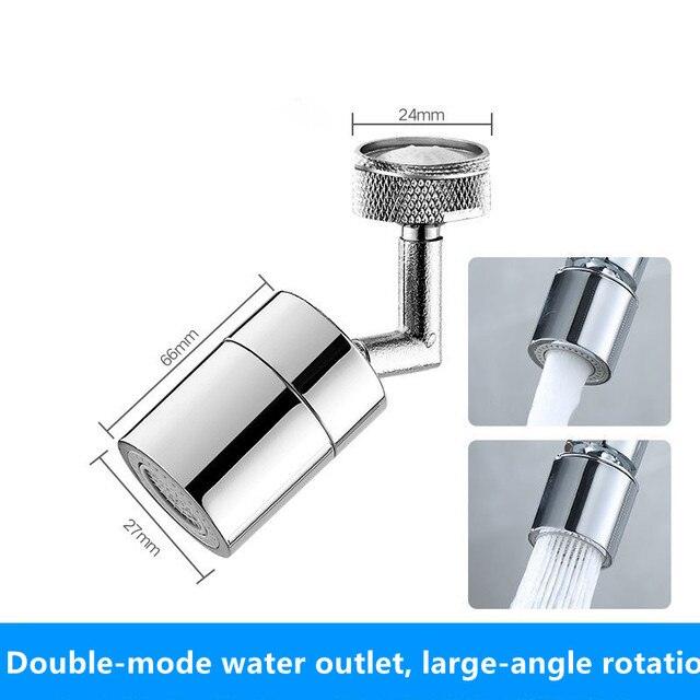 Chrome 360° swivel tap extender, universal fit for kitchen & bath, enhancing sink sprayer reach.