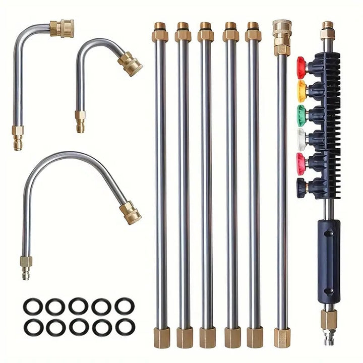 High-pressure telescoping extension wand for roof cleaning, gutter cleaner, and hard-to-reach outdoor areas.
