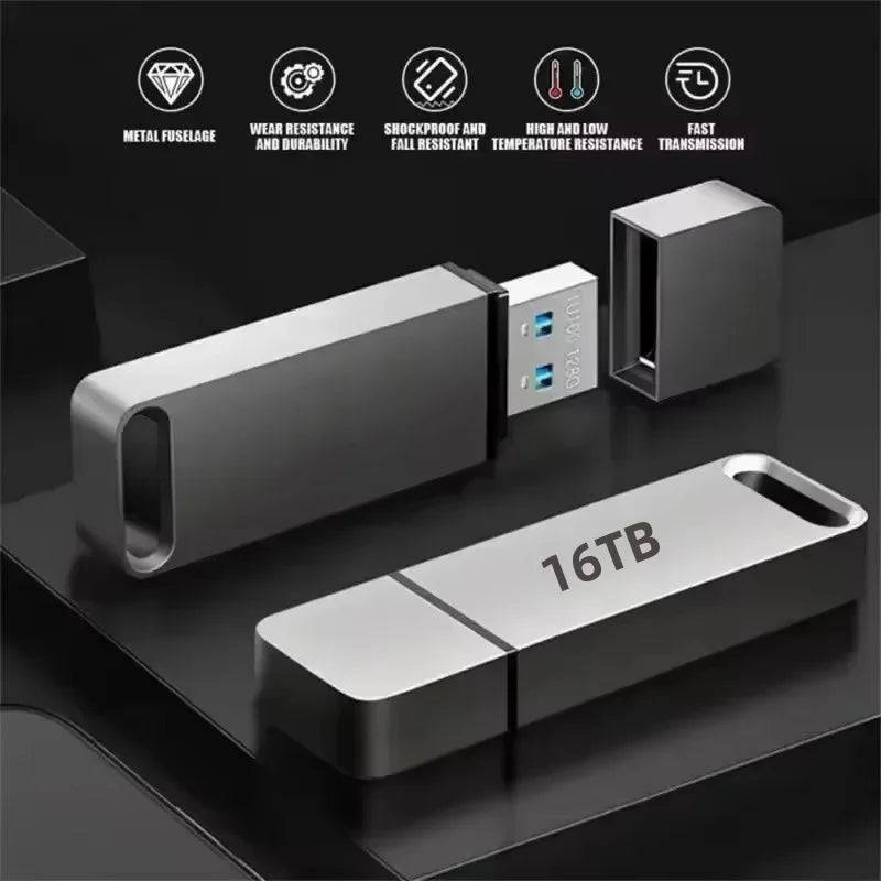 Sleek 4TB USB 3.2 flash drive, showcasing its robust, waterproof & shockproof high-speed design.