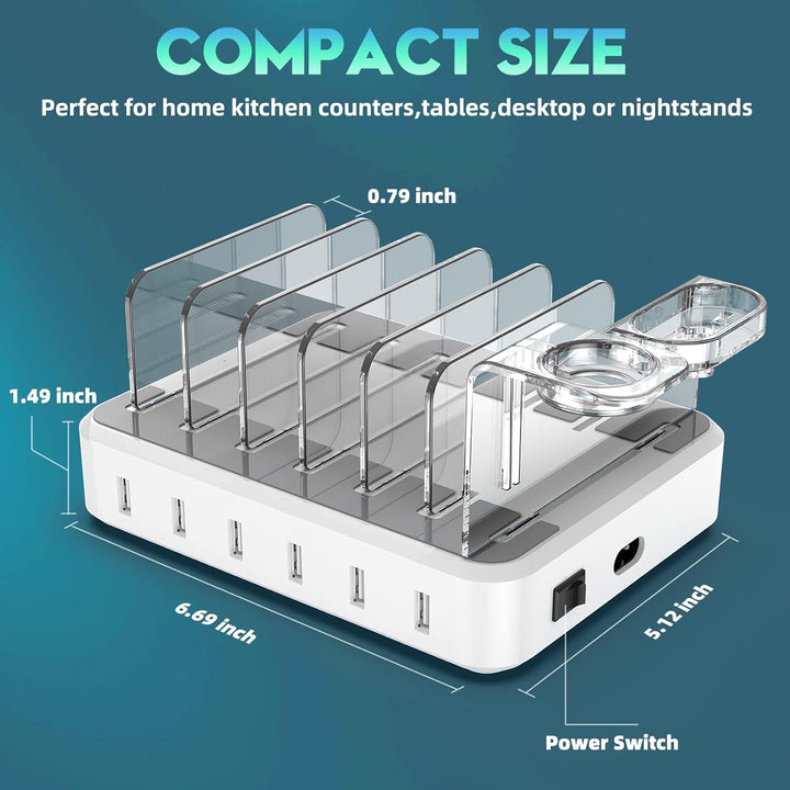 Centralized power hub & multi-device charging station. Universal USB charger for organized tech accessories.