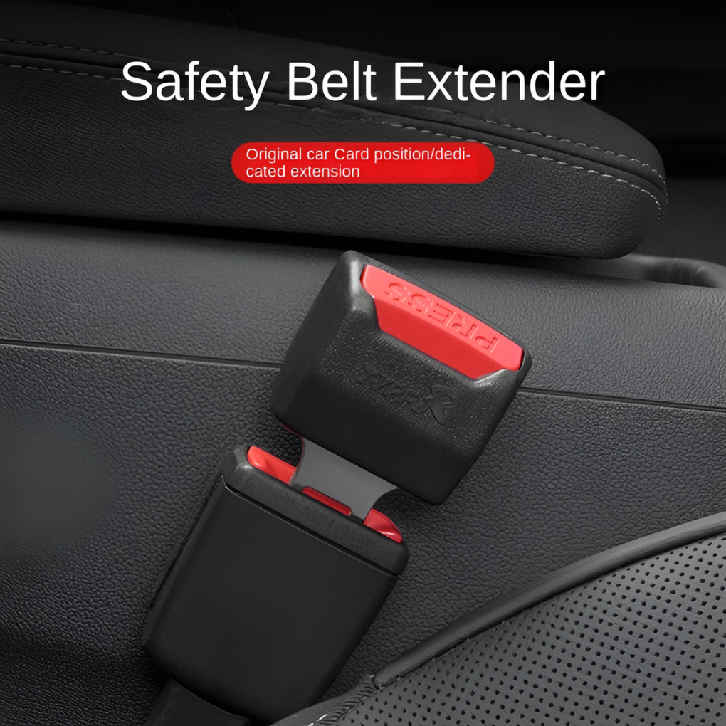 Universal black car seat belt extender for enhanced comfort & safety. Easy install auto accessory for all passengers.