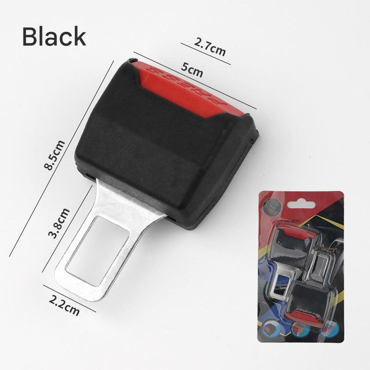 New black universal car seat belt extender, ensuring enhanced comfort & safety for auto passengers. Easy install accessory.