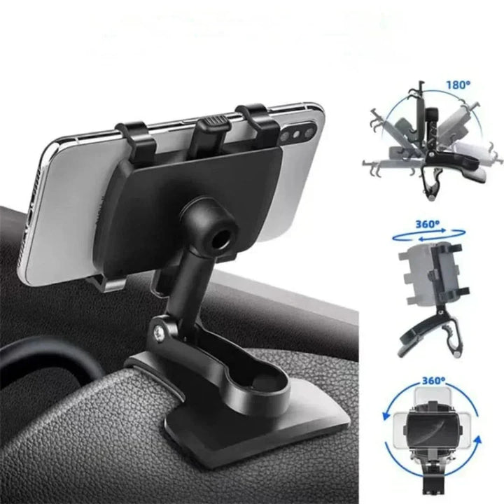 Hands-free universal car phone holder, dashboard mount for safe navigation. Secure grip on any smartphone.