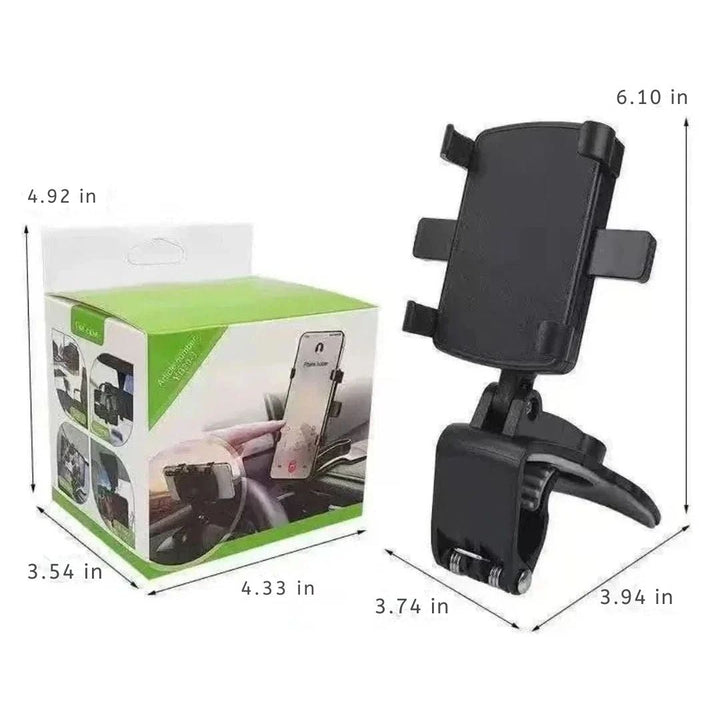 Versatile universal car phone holder. Dashboard mount offers a secure, adjustable grip for navigation on any drive.