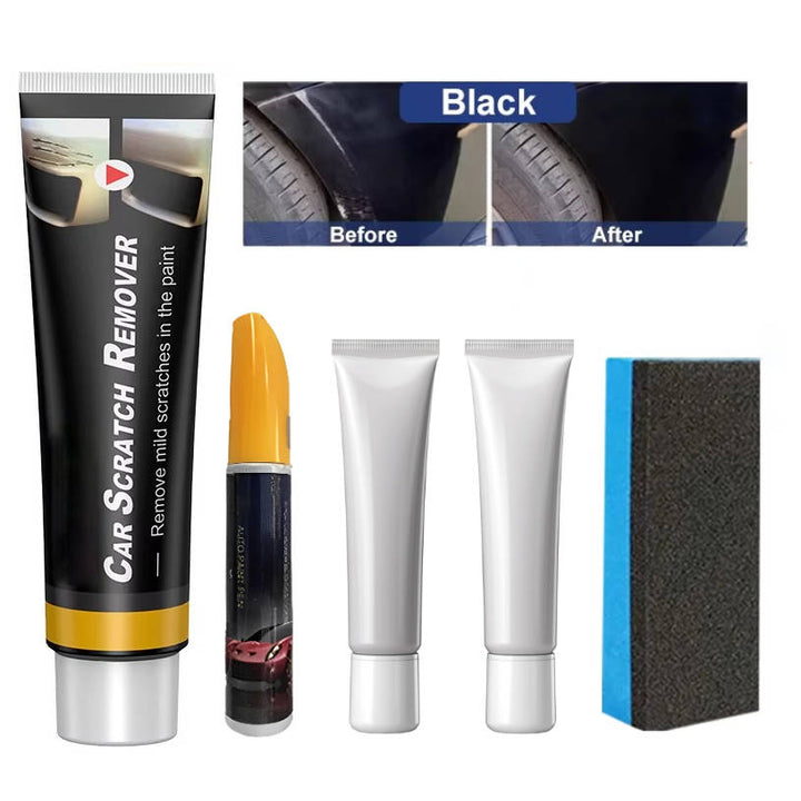 Before & after deep scratch repair on car paint using the universal scratch remover for pristine vehicle finish.