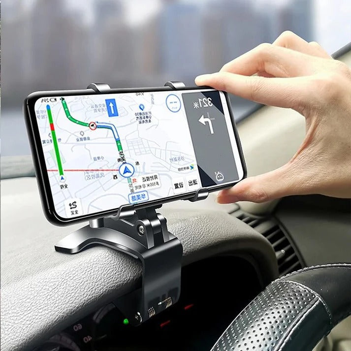 Hands-free smartphone mount, universal car phone holder for safe navigation & calls. Easy dashboard attachment.