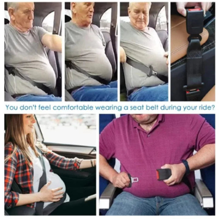 Seat belt extender for pregnant women, plus size adults, & child booster seats. Increased car safety & comfort.
