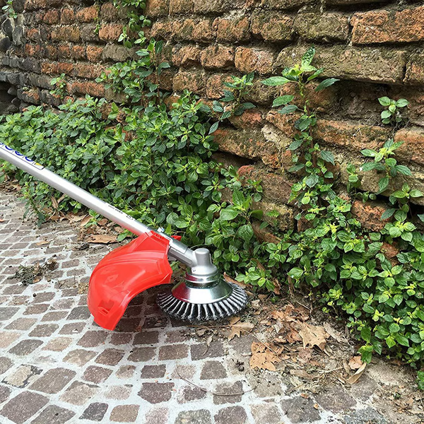 Durable carbon steel weed brush attachment, ideal for lawn care, brush cutting & outdoor landscaping.