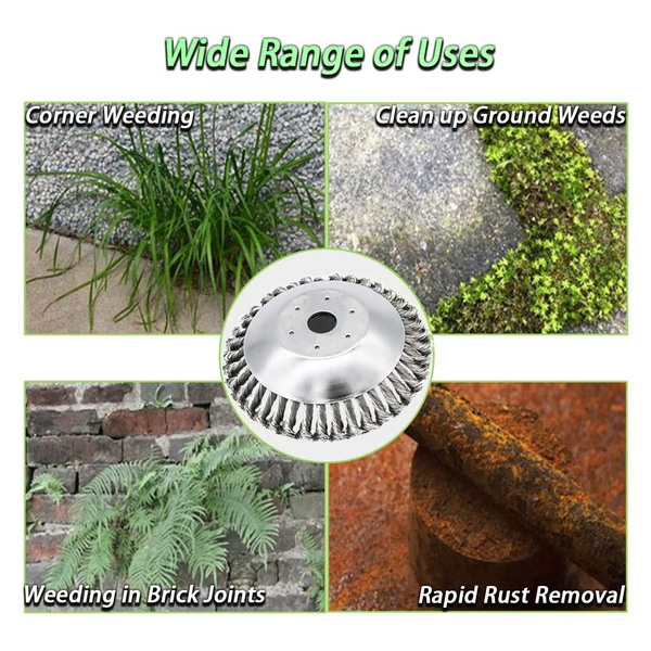 Carbon steel universal weed brush trimmer head. Essential garden tool for heavy-duty yard and lawn care.