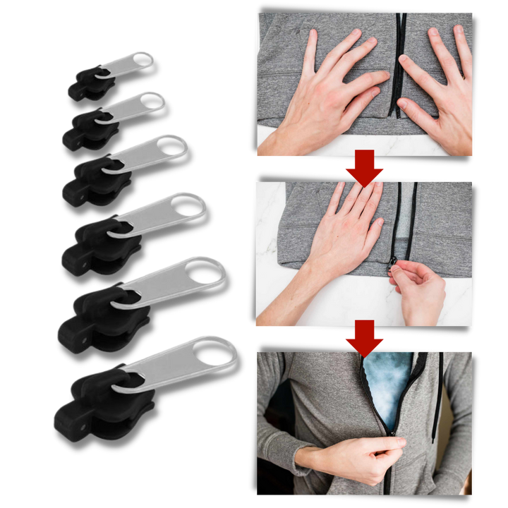 DIY zipper repair kit for coats, tents, jeans. Easy clip-on slider for quick & universal zipper replacement.