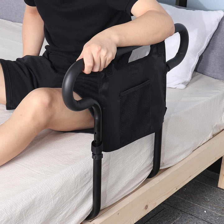 Universal elderly bed rail for fall prevention, providing sturdy bedside safety & mobility support for seniors.