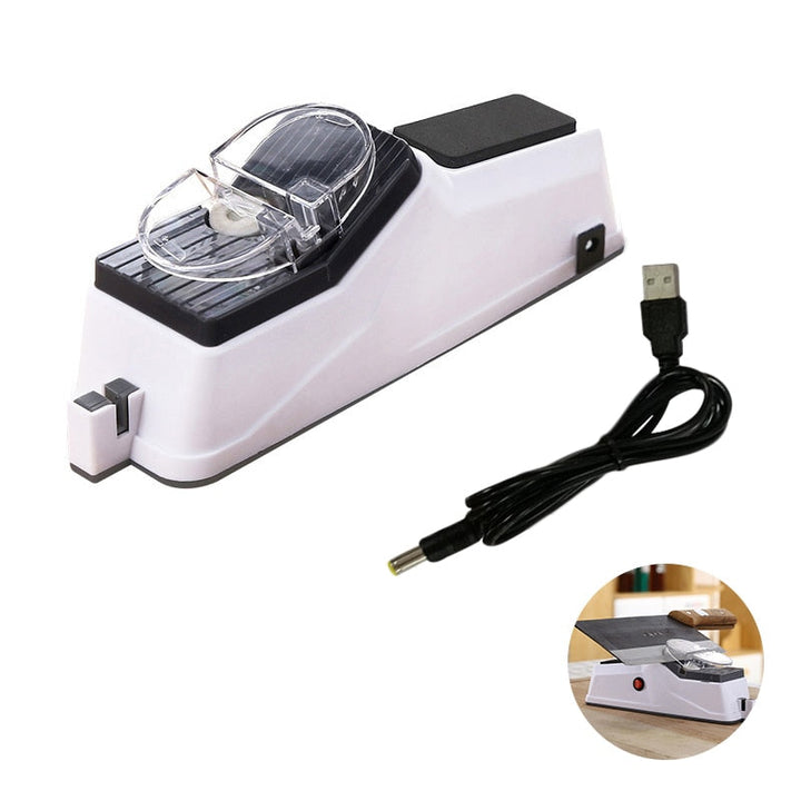 Efficient universal electric sharpener, suitable for dull kitchen knife and scissor blades.