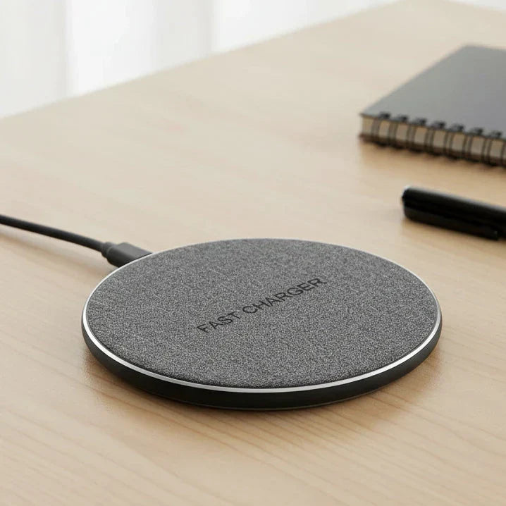 Universal fast wireless charging station for dual devices. Qi compatible phone and earbud charger, ideal tech accessory.