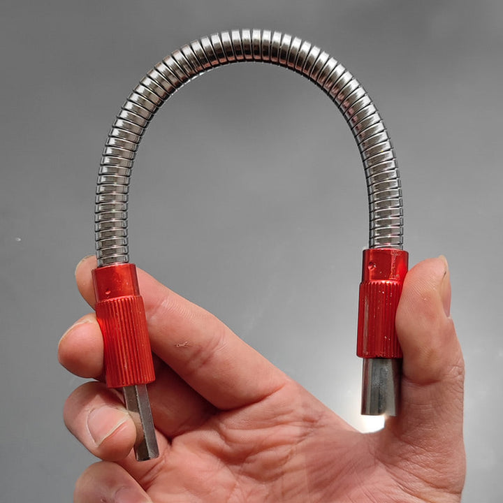 Magnetic flexible bit holder for drills, extends reach for tight spaces in home repair & DIY projects.