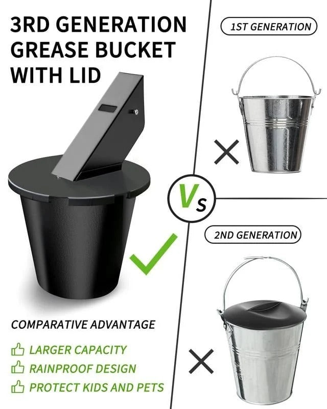 Reusable universal grease collector for all grills. Durable kitchen tool for efficient grilling cleanup.