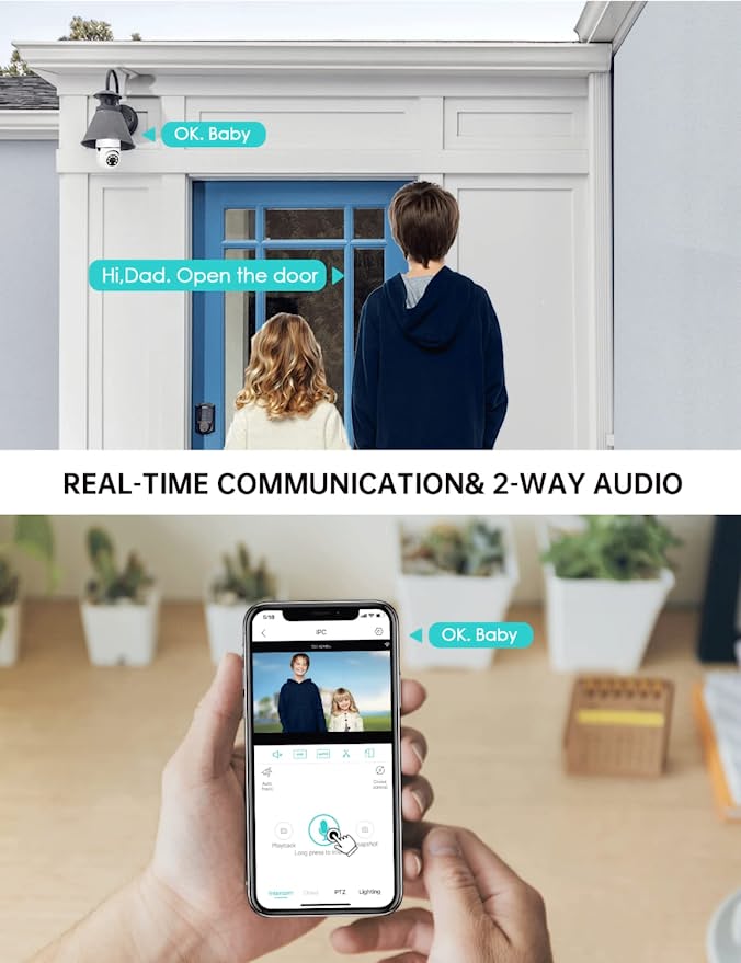 Easy install wireless light bulb camera with motion detection & app control for seamless home security.