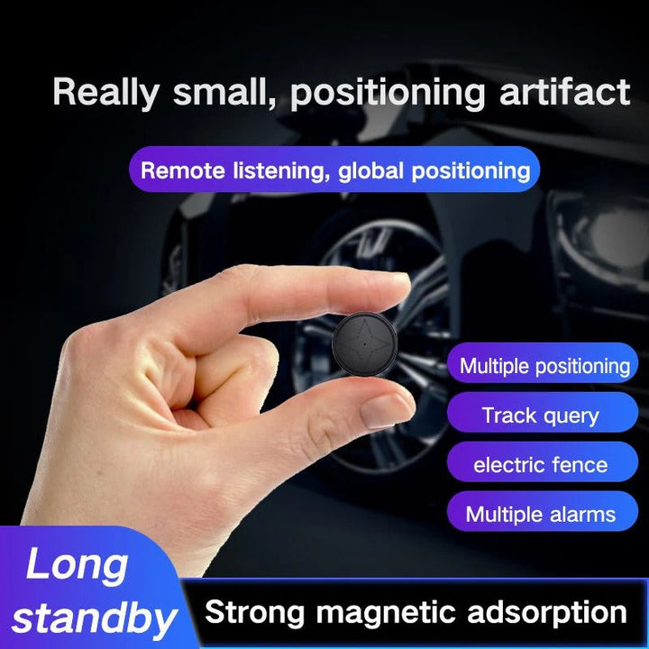 Miniature 4G GPS tracker with magnetic mount for discreet vehicle monitoring.