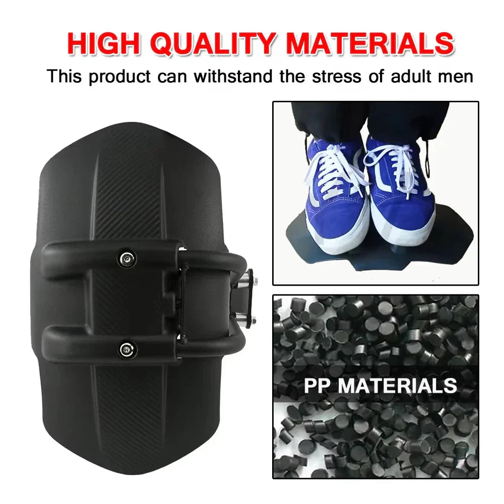 Close-up of universal motorcycle rear mudguard fender, a key bike protection part