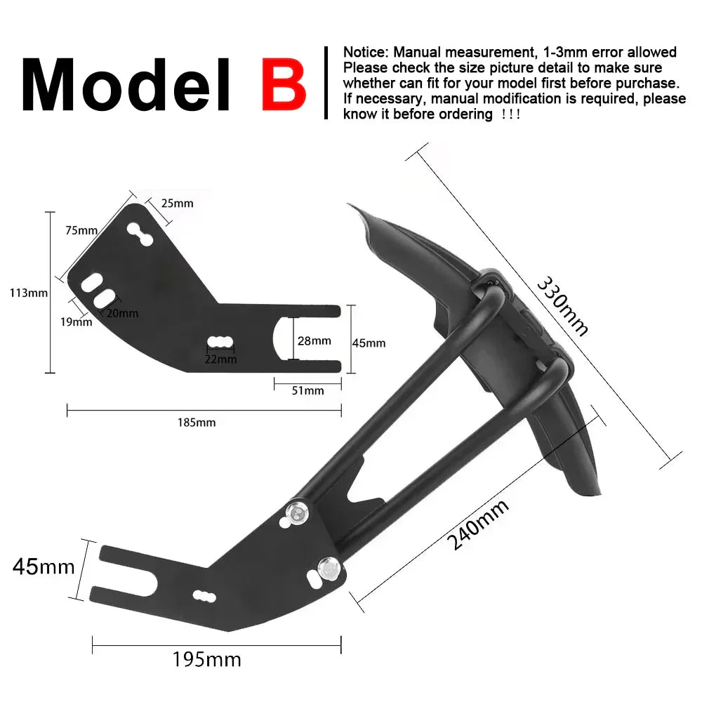 Motorcycle rear mudguard accessory, universal fit fender for enhanced bike protection