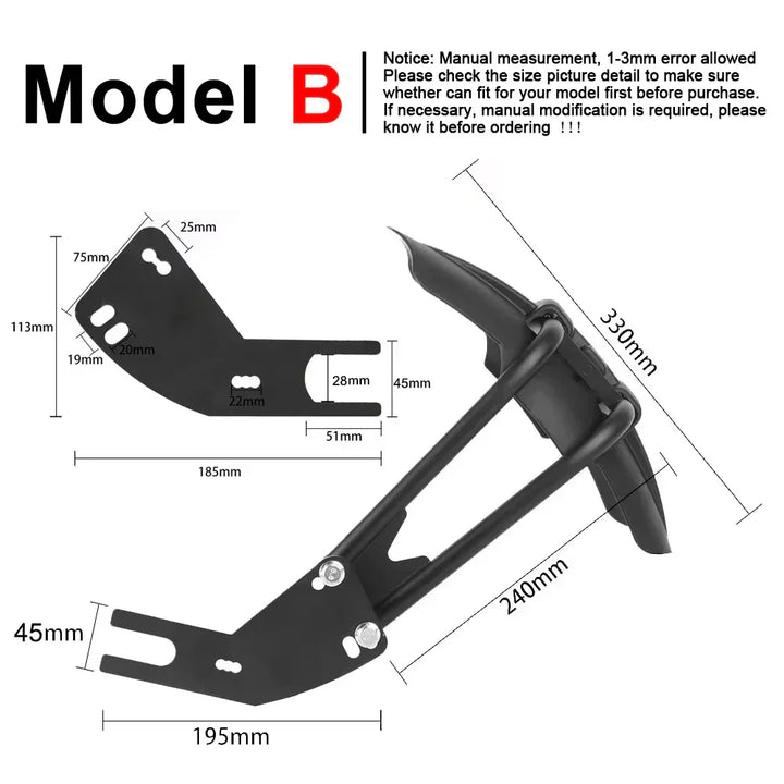 Motorcycle rear mudguard accessory, universal fit fender for enhanced bike protection