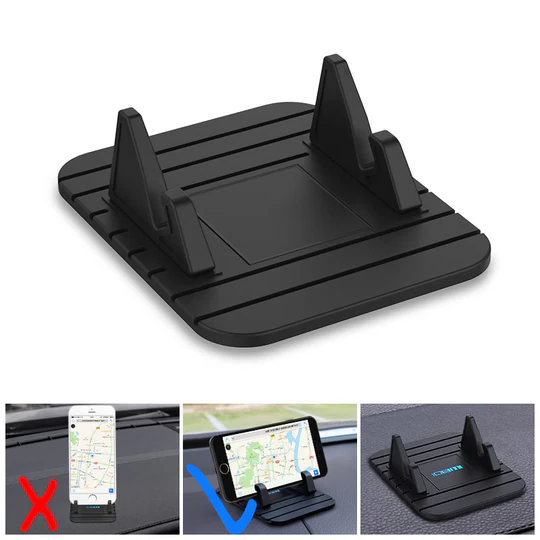 Versatile car phone mount for dashboard, keeps smartphone secure & visible for safe, hands-free GPS or calls.