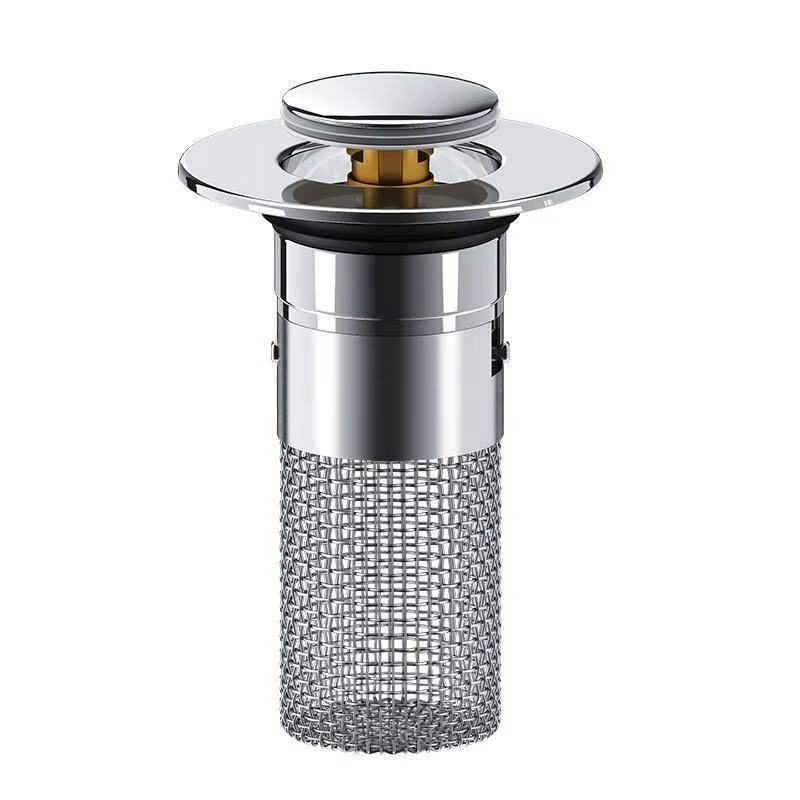 Universal pop-up sink drain stopper for bathroom & kitchen. Prevents clogs & catches hair. Easy clean.