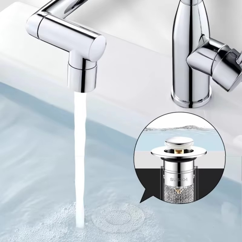 Universal sink drain stopper for kitchen & bathroom. Clog prevention, hair catcher, easy clean plumbing solution.