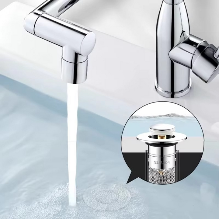 Universal sink drain stopper for kitchen & bathroom. Clog prevention, hair catcher, easy clean plumbing solution.