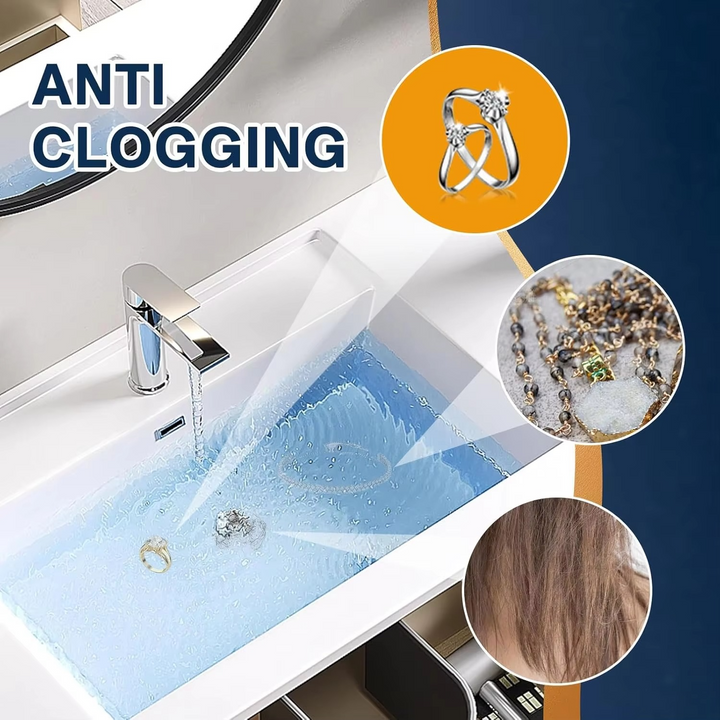 Universal bathroom & kitchen sink stopper. Pop-up drain protector with hair catcher for effective clog prevention.