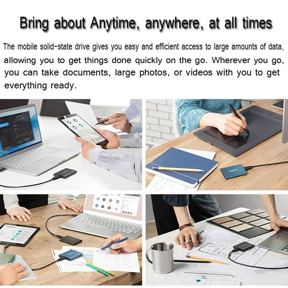 Universal Portable SSD: fast, shockproof, water-resistant external hard drive with Type-C.