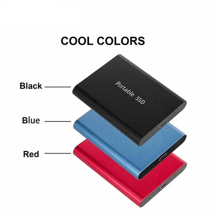 High-speed Portable SSD with USB 3.0 & Type-C for quick data transfer on any device.